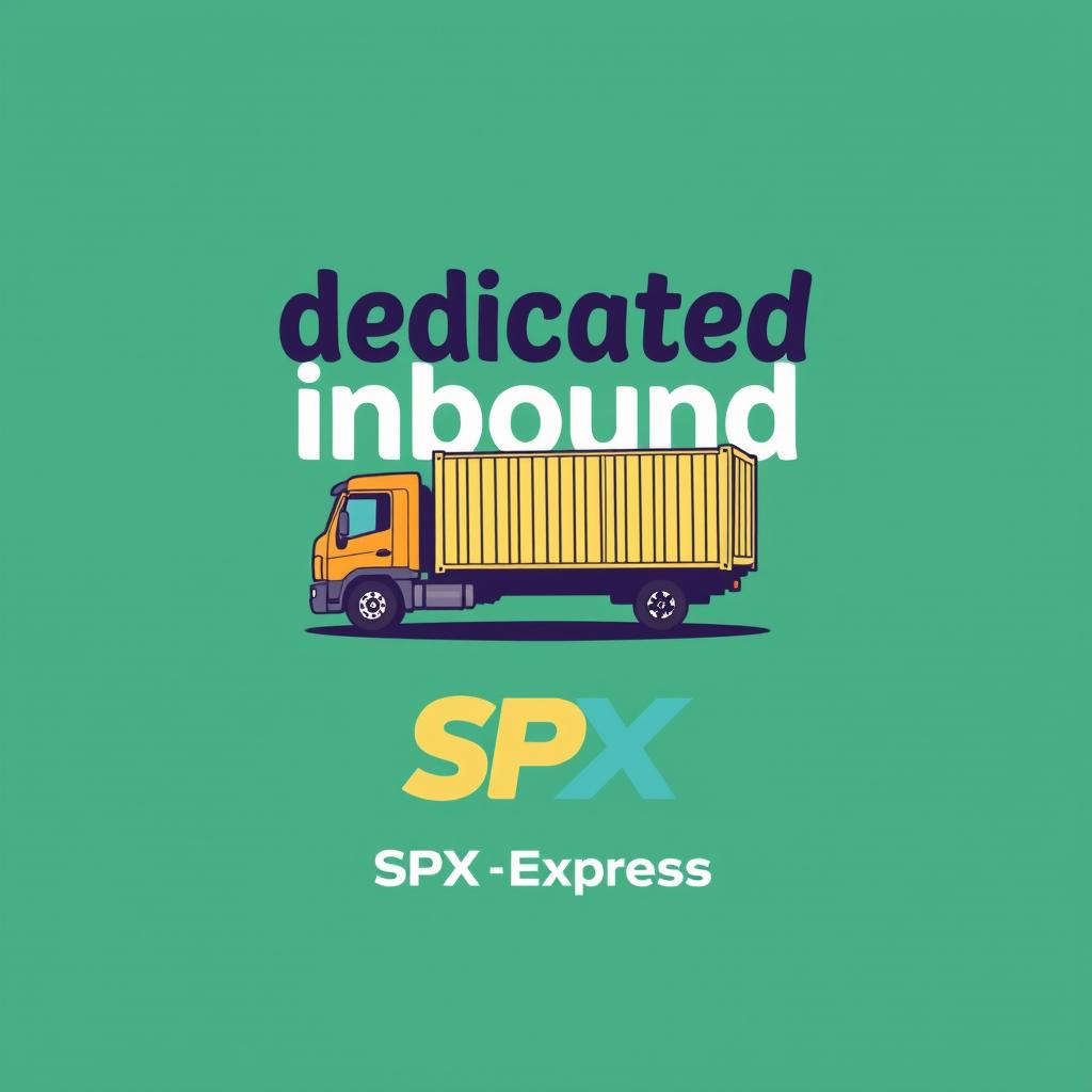 A t-shirt design featuring the words 'dedicated inbound' with a caricature theme of SPX Express