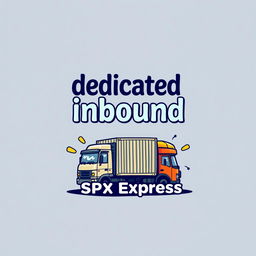 A t-shirt design featuring the words 'dedicated inbound' with a caricature theme of SPX Express