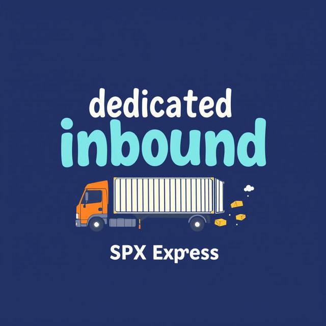 A t-shirt design featuring the words 'dedicated inbound' with a caricature theme of SPX Express