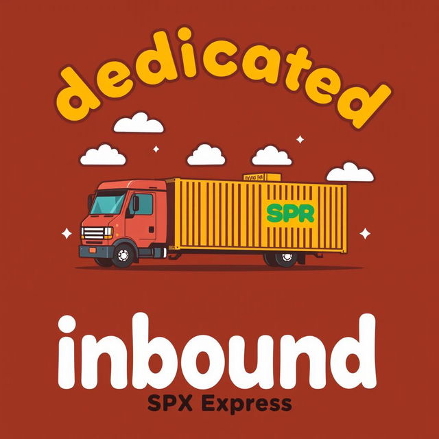 A t-shirt design featuring the words 'dedicated inbound' with a caricature theme of SPX Express