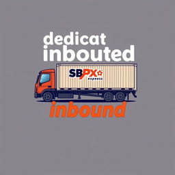 A t-shirt design featuring the words 'dedicated inbound' with a caricature theme of SPX Express