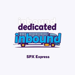 A t-shirt design featuring the words 'dedicated inbound' with a caricature theme of SPX Express