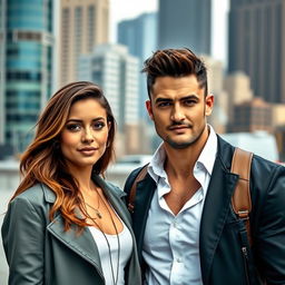 A beautiful woman standing next to a tall and handsome man with chiseled features