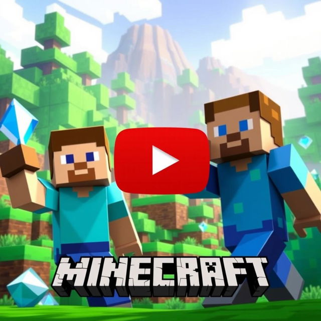 A vibrant and engaging YouTube thumbnail for a Minecraft video