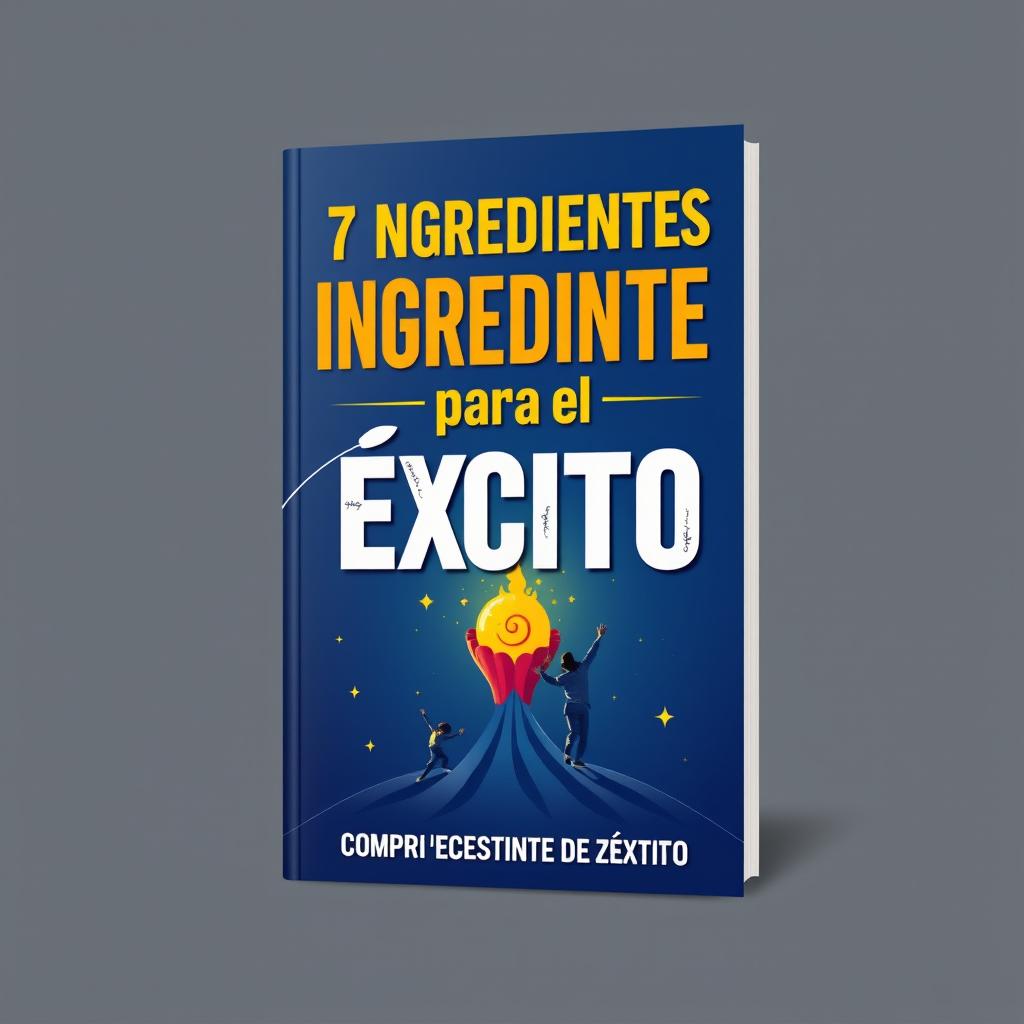 Create a motivational book cover titled '7 Ingredientes para el Éxito, Comprende el Instinto del Éxito'