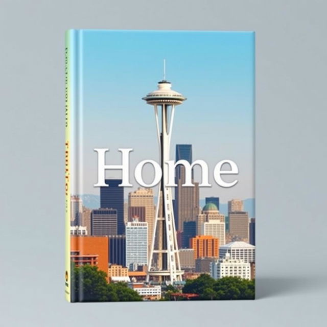 Create a book cover with the title 'Home' featuring a background image of Seattle