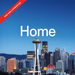 Create a cover with the title 'Home' and a background image of Seattle, USA