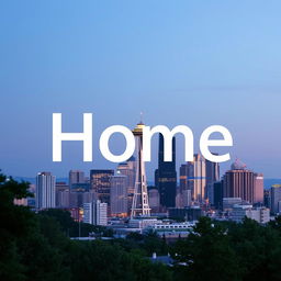 Create a cover with the title 'Home' and a background image of Seattle, USA