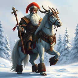 A majestic Northern Clan Chief Centaur standing proudly in a snowy landscape