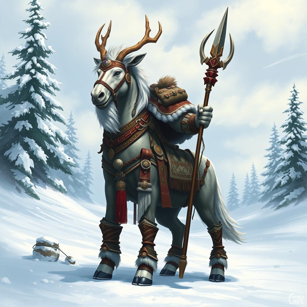 A majestic Northern Clan Centaur standing proudly in a snowy landscape