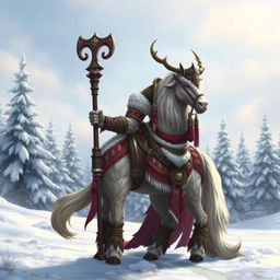 A majestic Northern Clan Centaur standing proudly in a snowy landscape