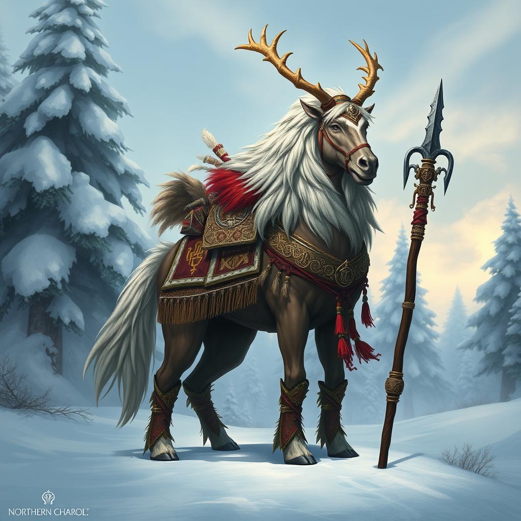 A majestic Northern Clan Centaur standing proudly in a snowy landscape