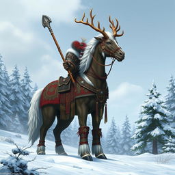 A majestic Northern Clan Centaur standing proudly in a snowy landscape