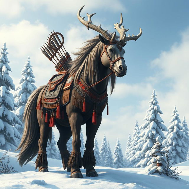 A majestic Northern Centaur standing proudly in a snowy landscape