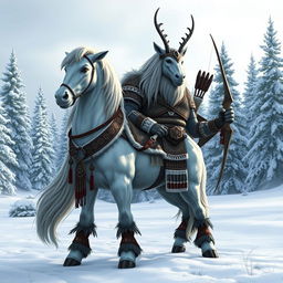 A majestic Northern Centaur standing proudly in a snowy landscape