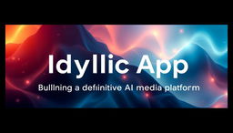 Create a cinematic and stunning YouTube thumbnail with the titles 'Idyllic App' and 'Building a definitive AI media platform'