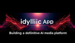 Create a cinematic and stunning YouTube thumbnail with the titles 'Idyllic App' and 'Building a definitive AI media platform'