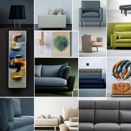 A collection of modern, comfortable and stylish sofa designs with a variety of materials and color schemes.