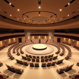 Create a circular auditorium room with a circular stage in the center