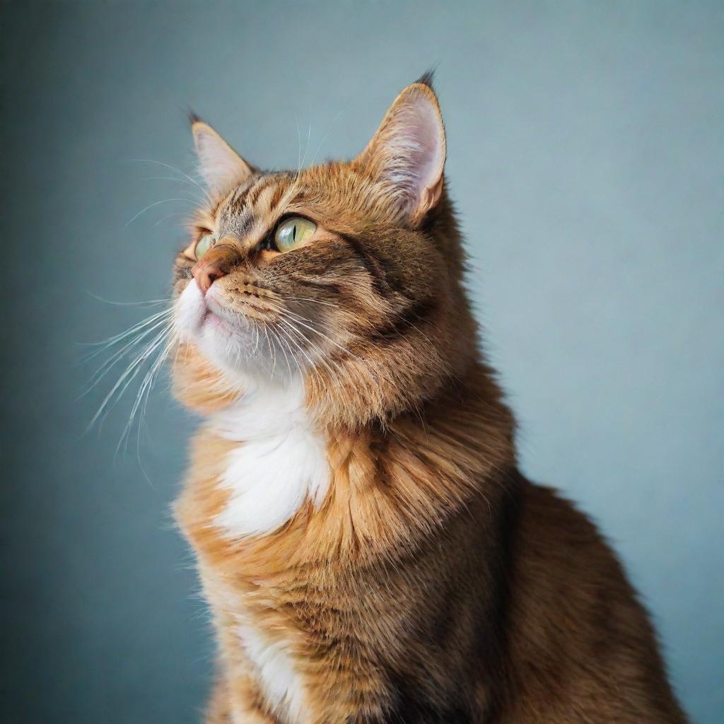 A vividly colored, inspiring cat posing dramatically for a profile picture.