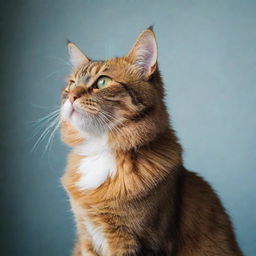 A vividly colored, inspiring cat posing dramatically for a profile picture.