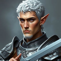 Create a hyper-realistic image of a high fantasy male astral elf paladin