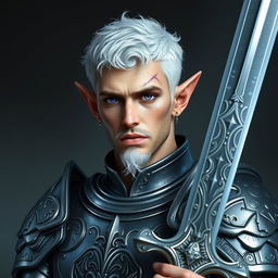 Create a hyper-realistic image of a high fantasy male astral elf paladin