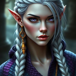 Create a hyper-realistic image of a high fantasy elf woman