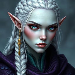 Create a hyper-realistic image of a high fantasy elf woman