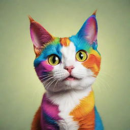 A vibrantly colored, lively cartoon cat posed for a profile picture.