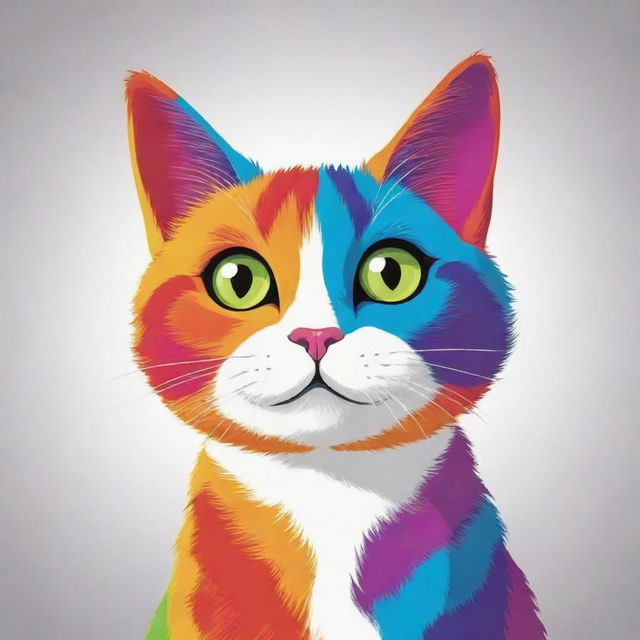 A vibrantly colored, lively cartoon cat posed for a profile picture.