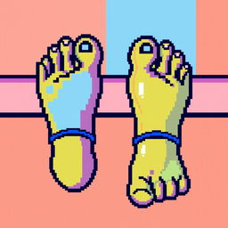 A pixel art image of a pair of feet