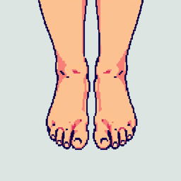 A pixel art image of a pair of feet