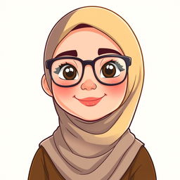 A cartoon depiction of a Muslim woman wearing glasses