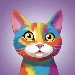 A vibrantly colored, lively cartoon cat posed for a profile picture.