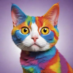 A vibrantly colored, lively cartoon cat posed for a profile picture.