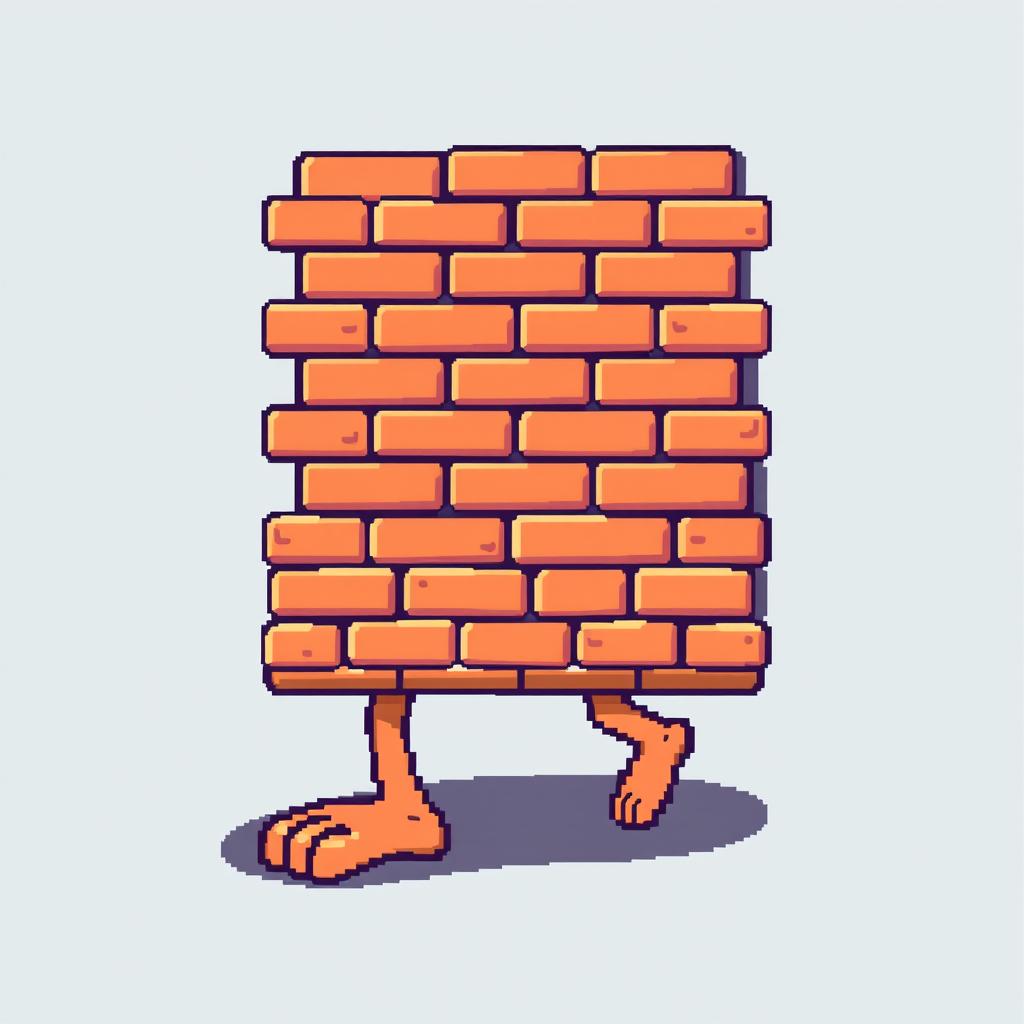 A pixel art depiction of a wall with feet