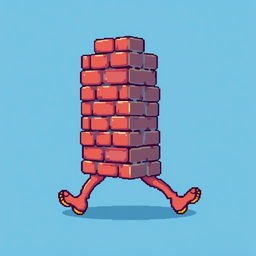 A pixel art depiction of a wall with feet