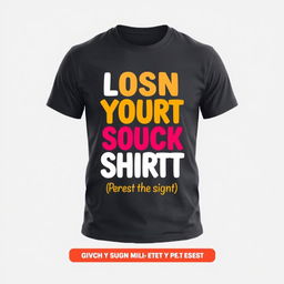 A promotional t-shirt design featuring a catchy slogan and a simple, clean graphic