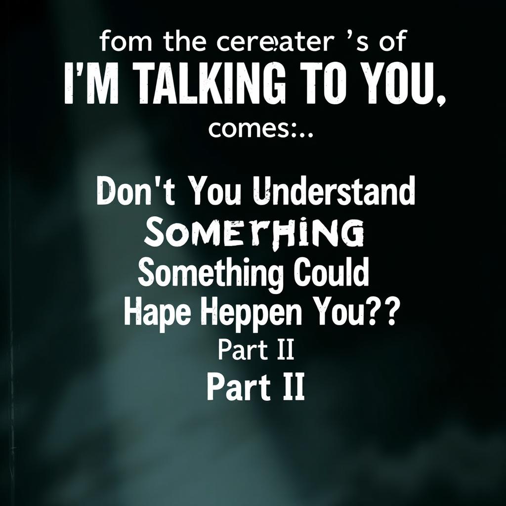Create a suspense movie poster that says: 

From the creators of "I'm Talking to You" comes