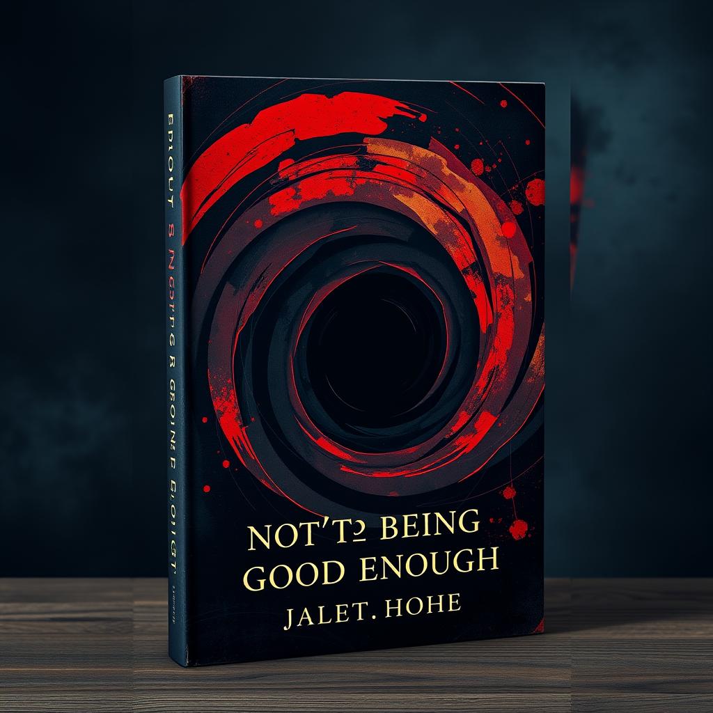 Create a book cover that visually represents the thought spirals of anxieties and stressors swirling intrusively from the thought of not being good enough