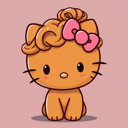 A cute brown Hello Kitty character with curly hair styled in a bun