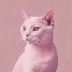 An aesthetic cartoon-styled cat art for a profile picture, bathed in warm shades of pink and purple.