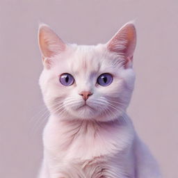 An aesthetic profile picture of a cartoon cat, painted in soft hues of pink and purple.