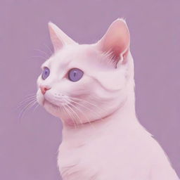 An aesthetic profile picture of a cartoon cat, painted in soft hues of pink and purple.