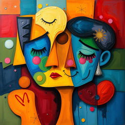 A vibrant and colorful abstract representation of various human emotions, such as joy, sadness, anger, and love