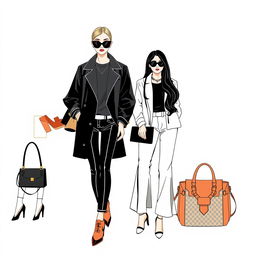 A stylish and modern illustration showcasing contemporary fashion and design elements