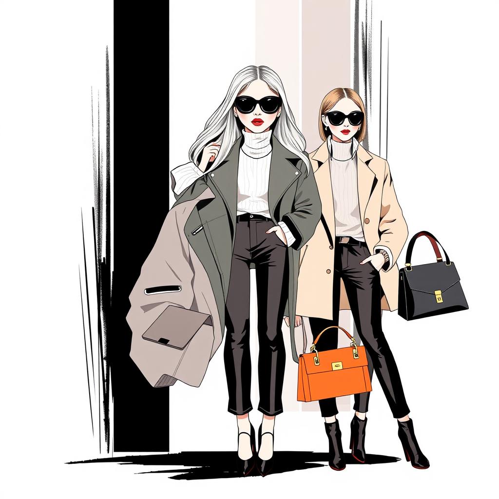 A stylish and modern illustration showcasing contemporary fashion and design elements