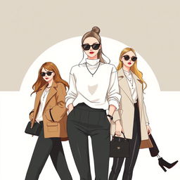 A stylish and modern illustration showcasing contemporary fashion and design elements