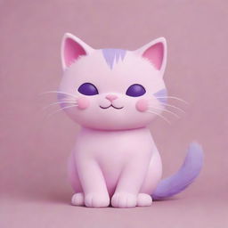 A vivid aesthetic cartoon cat, brushed with soft hues of pink and purple.